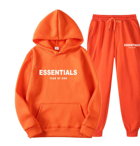 Fear Of God Essentials Orange white letters Tracksuit