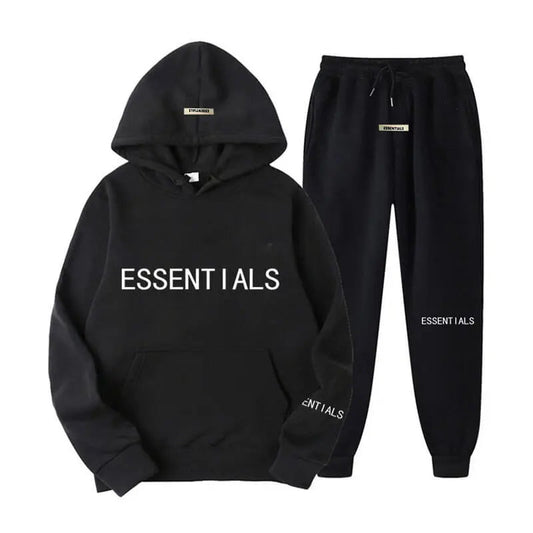 Black Essential Spring Hooded Tracksuit