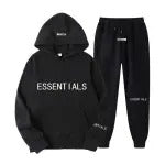 Black Logo Printed Essentials Tracksuit