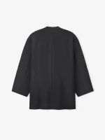 Grey Striped Wool Collarless Sport Jacket