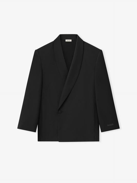 Double-Breasted Wool Poplin Shawl Collar Jacket