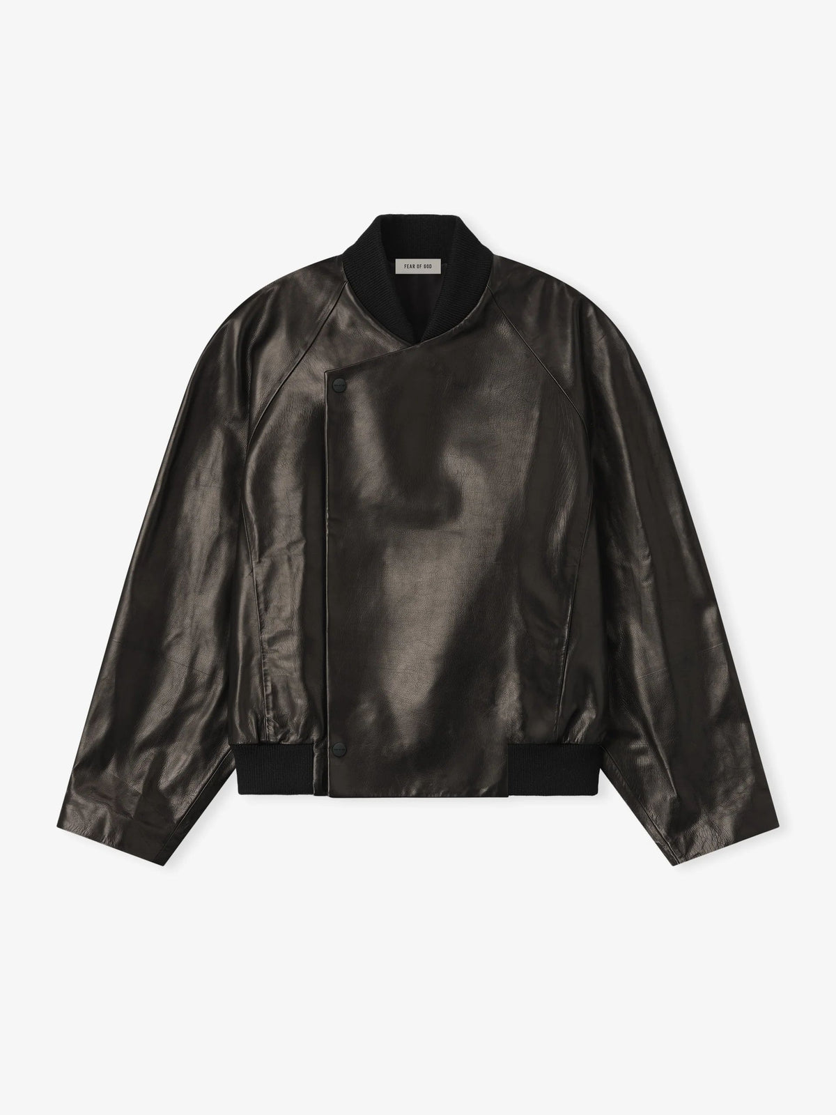 Leather Raglan Bomber Jacket