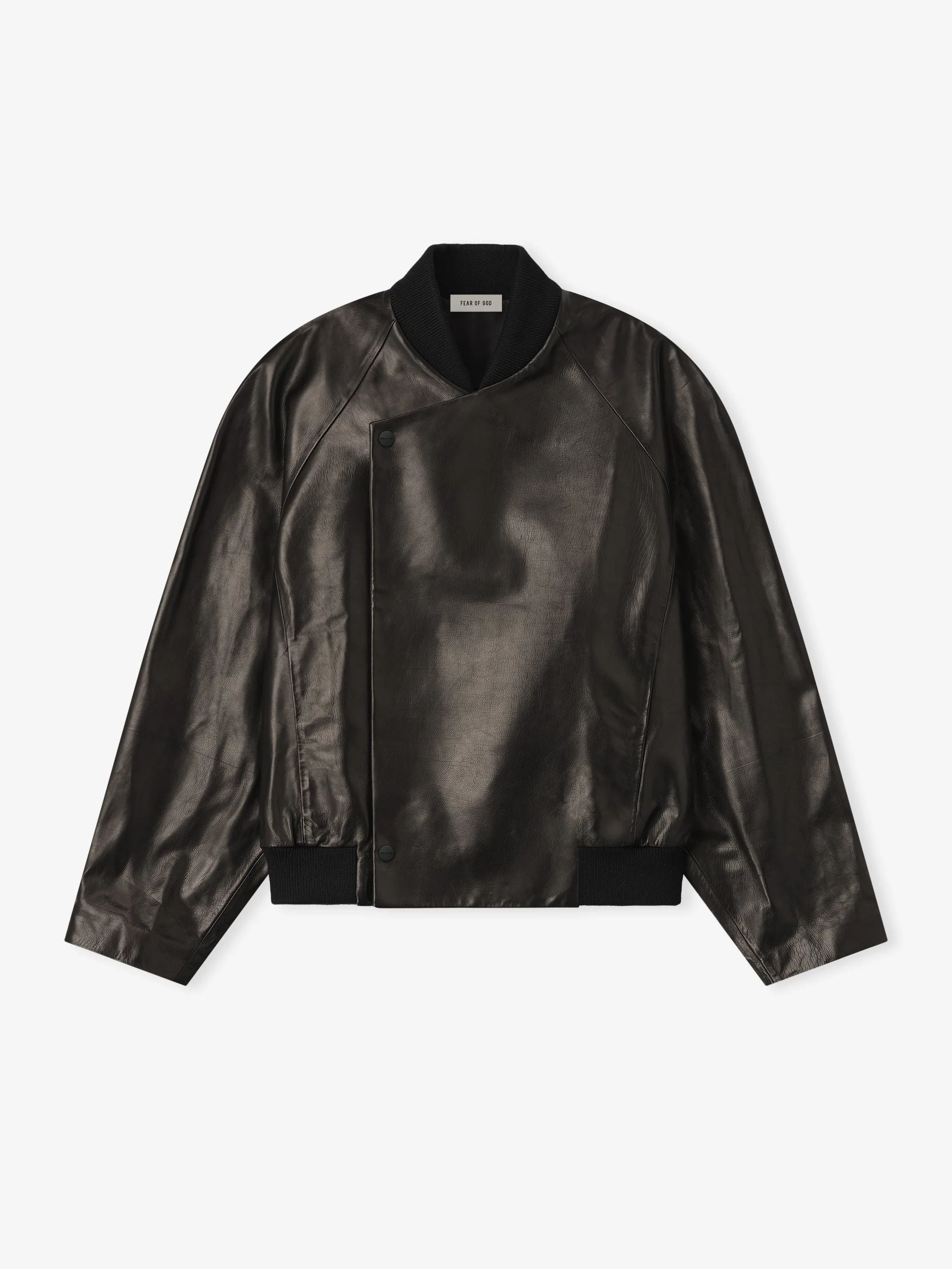 Leather Raglan Bomber Jacket