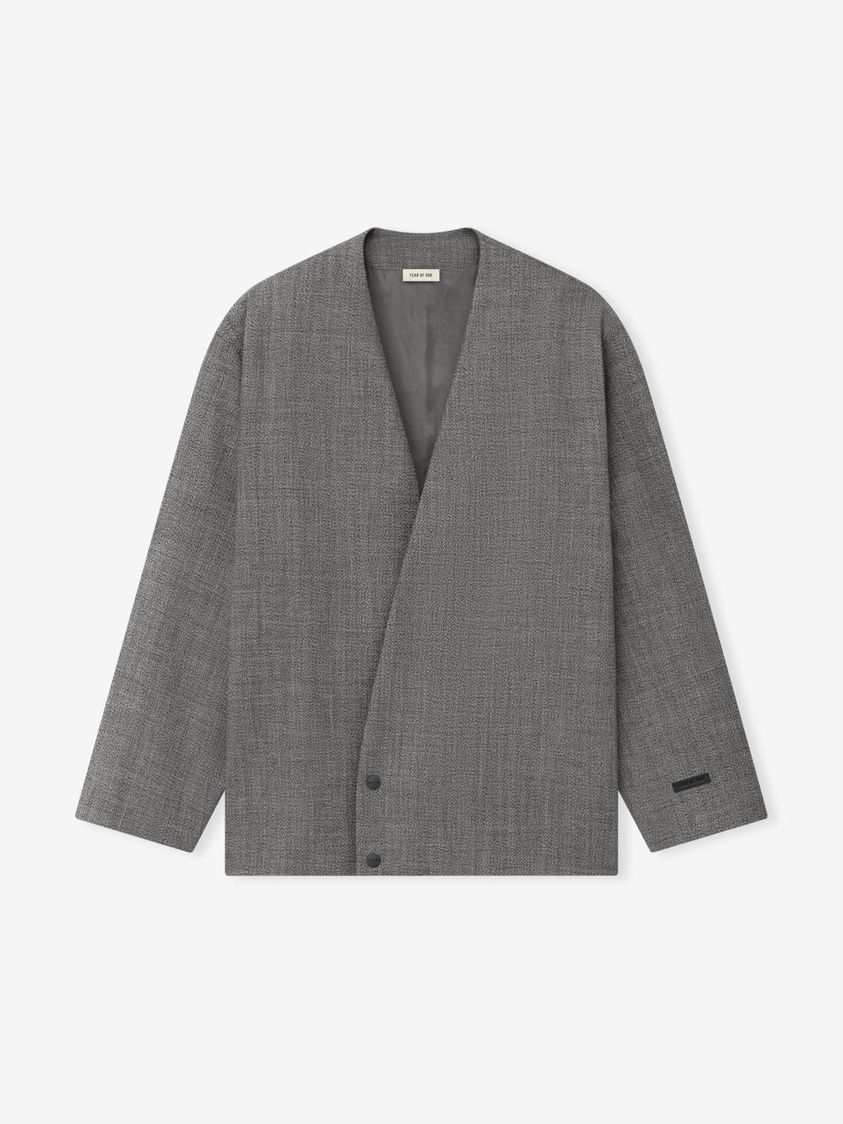 Mouline Wool Relaxed Lapelless Jacket