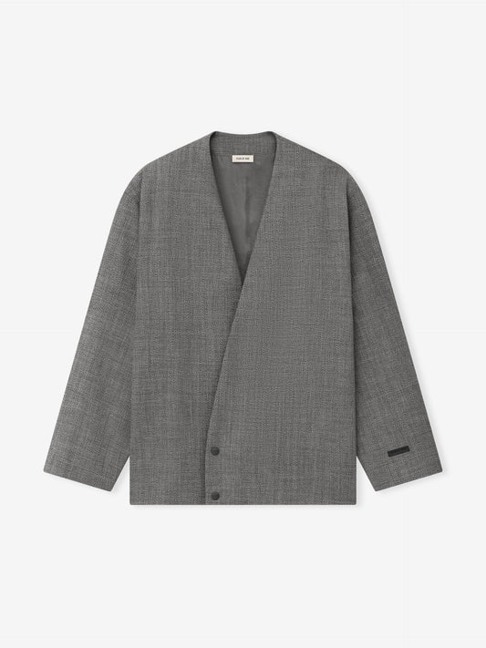 Mouline Wool Relaxed Lapelless Jacket