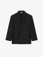 Double-Breasted Wool Poplin Shawl Collar Jacket