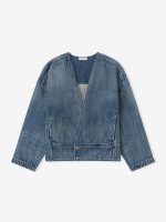 Denim Lapelless Jacket