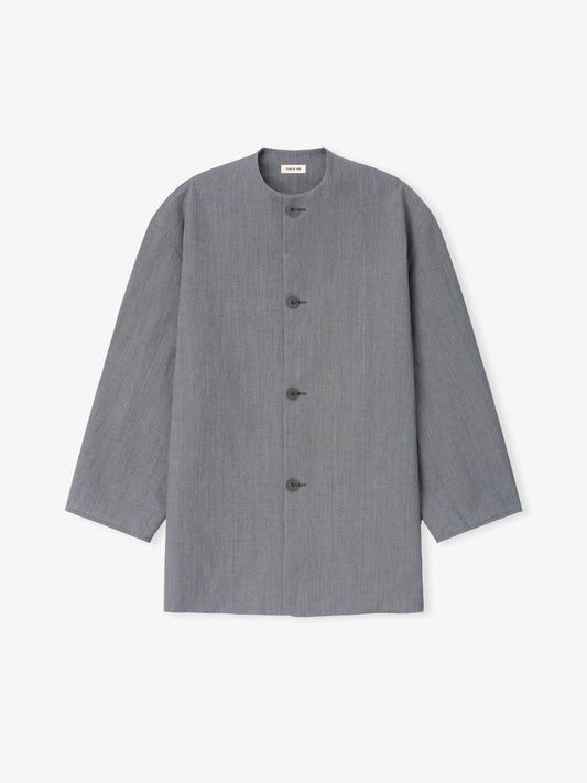 Wool Linen Collarless Sport Jacket