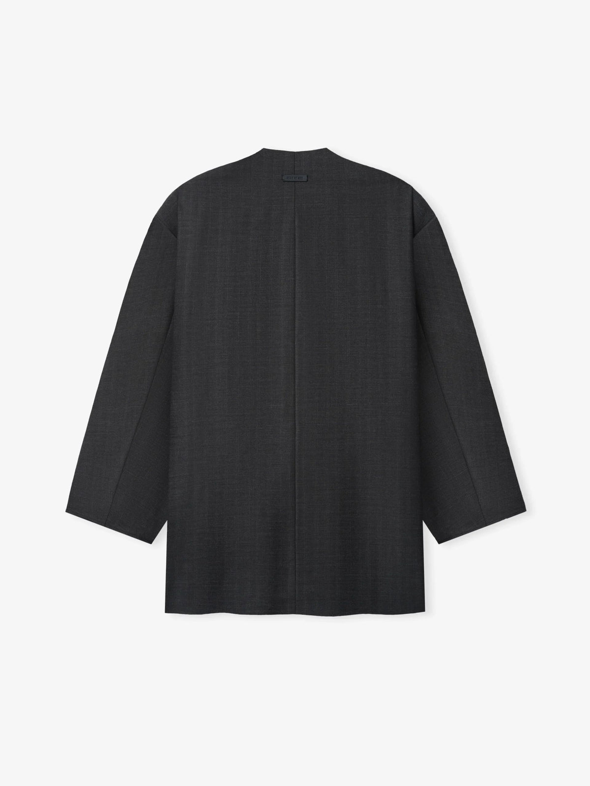 Grey Striped Wool Collarless Sport Jacket